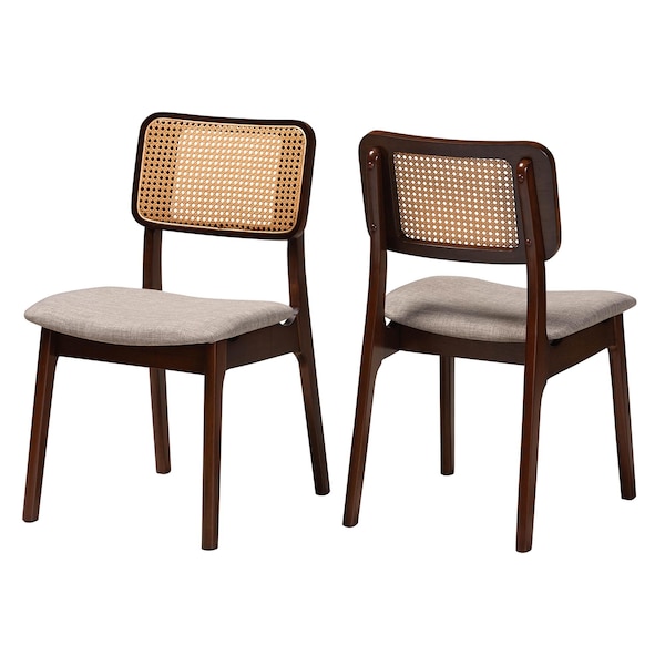 Baxton Studio Dannon Mid-Century Modern Grey Fabric and Walnut Brown Finished Wood 2-Piece Dining Chair Set 234-2PC-13288-ZORO - main